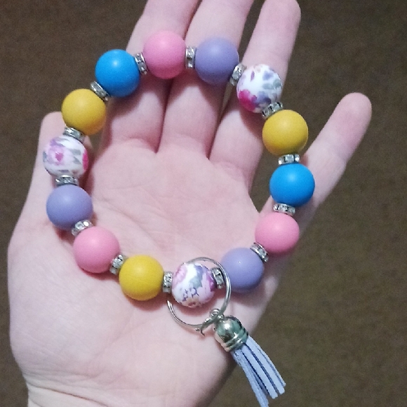 Colorful Beaded Bracelet with Tassel Made By Hand - Picture 2 of 2